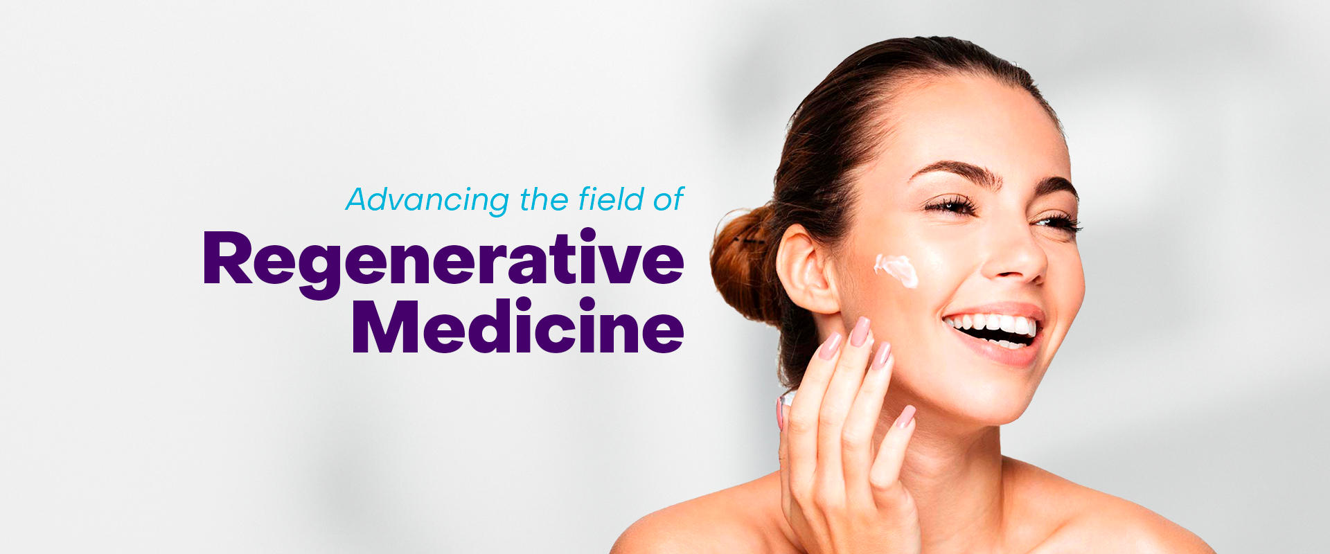 A joyful woman with cream on her face symbolizing the benefits of PRP Therapy solutions in regenerative medicine.