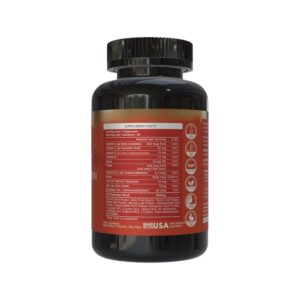A black bottle of HairSmart Growth+ Hair Vitamin dietary supplement with red label detailing benefits and ingredients.